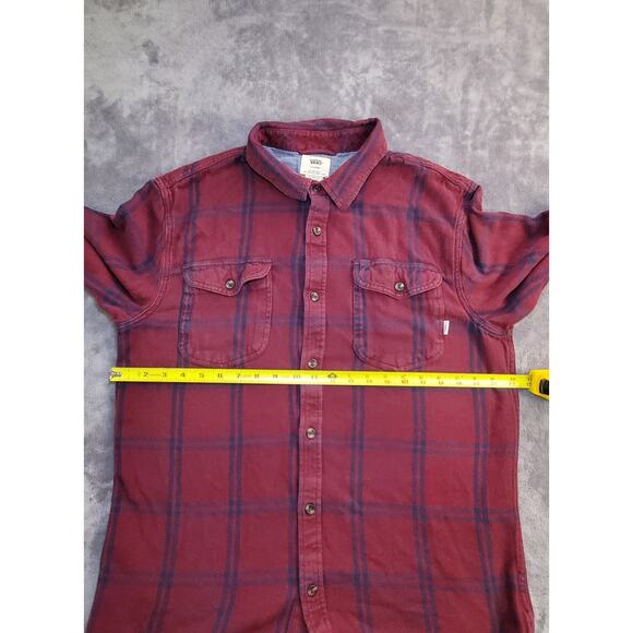VANS Off The Wall Sz XL Button Up Flannel Shirt Men's Red Blue Tailored Fit Ca15 - Picture 3 of 6